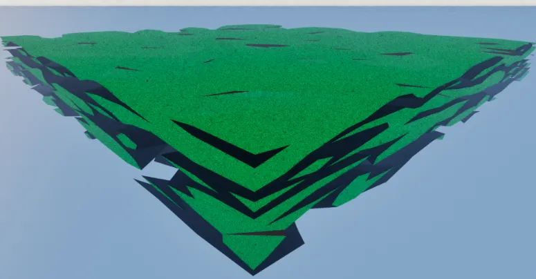 Marching Cubes grid and generated terrain
